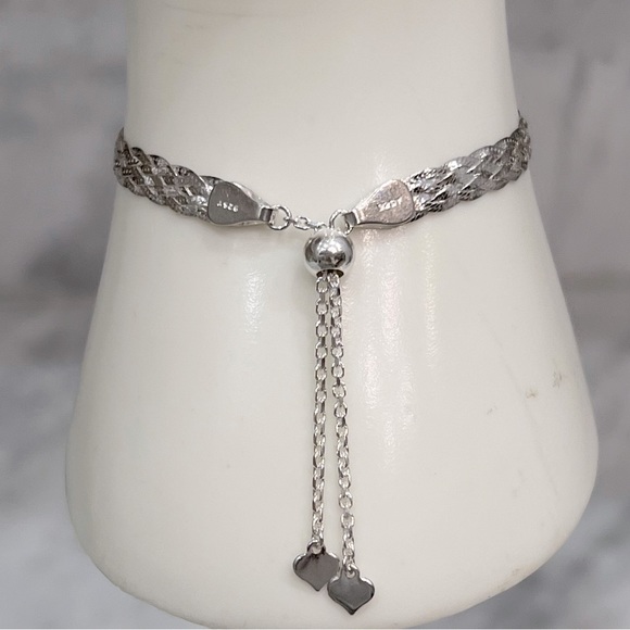 Sterling Silver Multi Row Herringbone Braided BOLO Bracelet - Picture 8 of 9